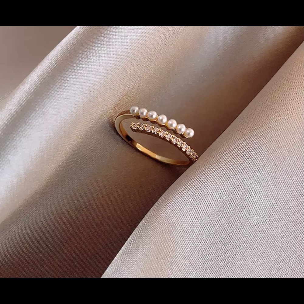 Metal pearl ring Korean fashion jewelry